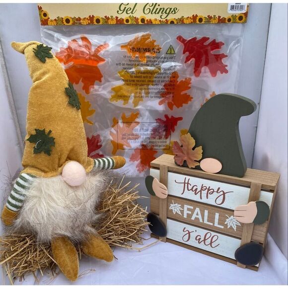 🍁 Fall Harvest Gnome Décor Set with LED Light & Happy Fall Y’all Sign🍁 - Picture 2 of 8